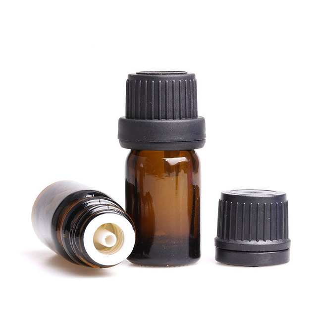 Wholesale 5ml Amber Glass Essential Oil Bottles with Tamper-Evident Security Caps