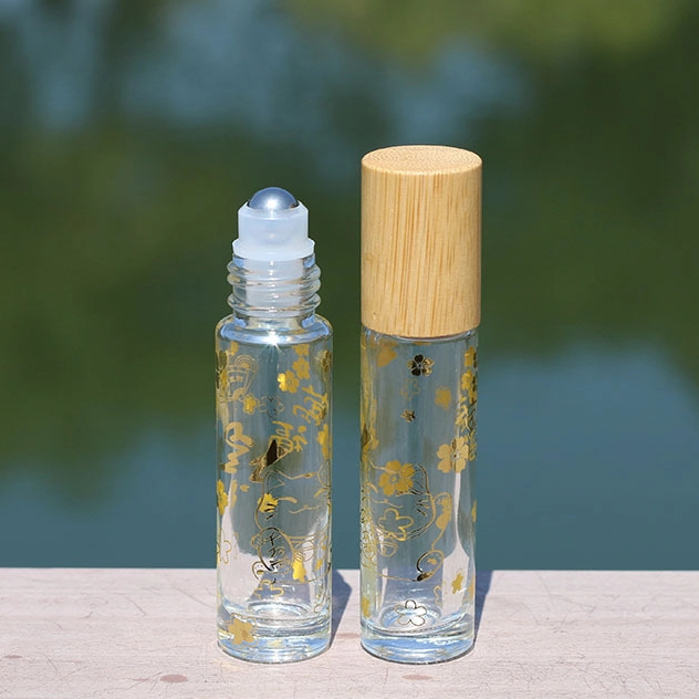 Wholesale Fortune Cat Gold-Stamped Glass Roller Bottles - 10ml Luxury Essential Oil Applicators