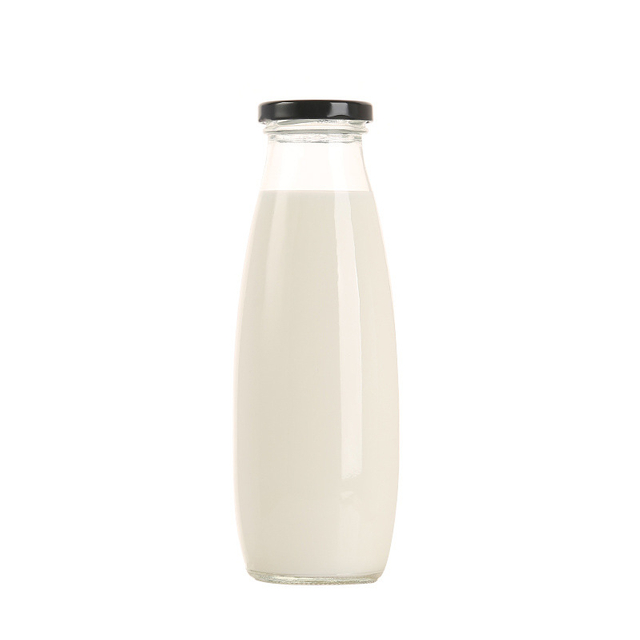 Milk Bottle 500ML Beverage Glass Sealed with Lid