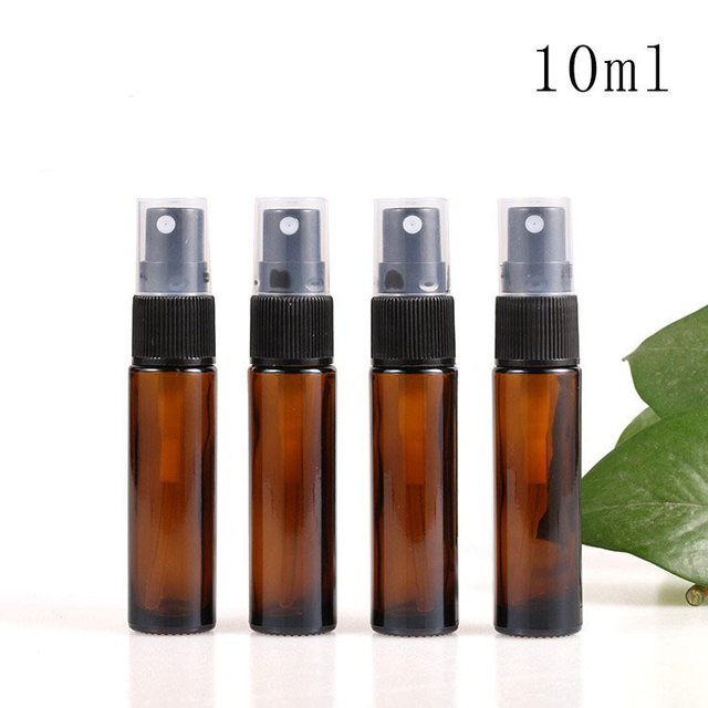 10ml Brown Glass Refillable Perfume Sample Spray Bottle - Clear Cap