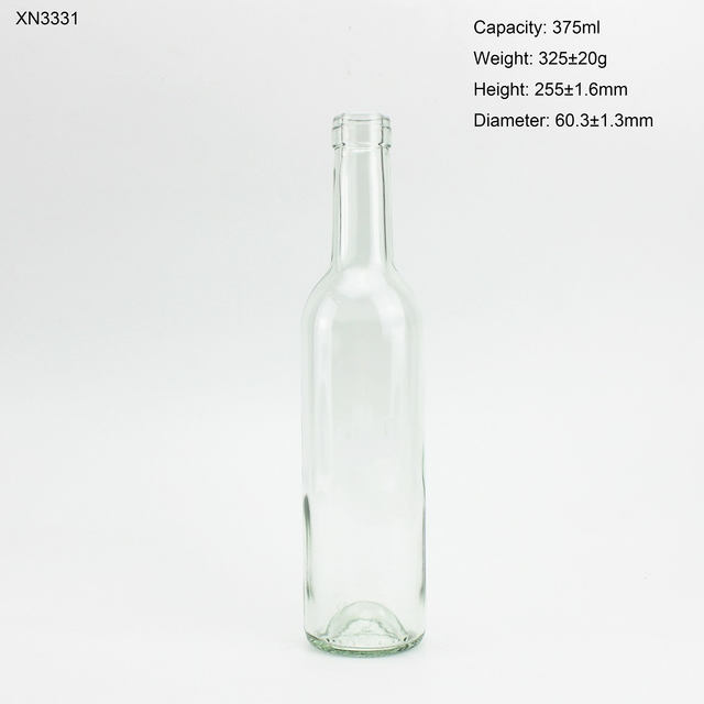 375ML Transparent Wine Glass Bottle With Cork Top