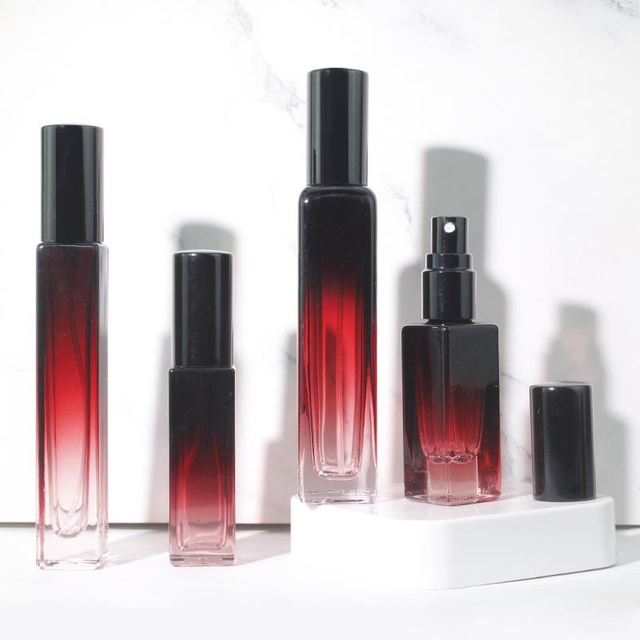 Gradient Red Square Perfume Bottles (3ml-15ml)