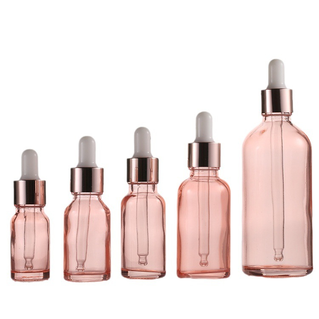 Wholesale Empty Glass Dropper Bottles 10ml-50ml - Mini Pink Bottles with Pipette & Cap