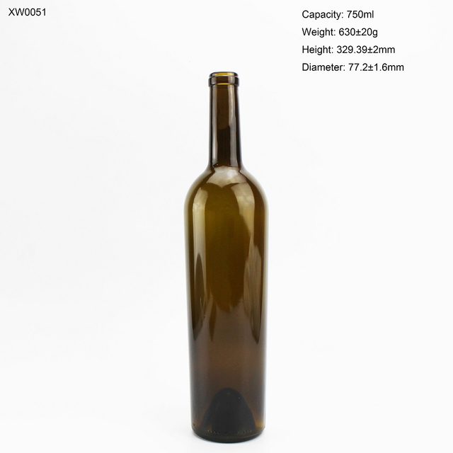 Antique Green Bordeaux 750ml Cork Top Wine Bottle