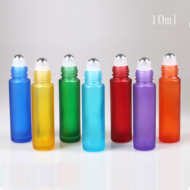 10ml Frosted Colorful Glass Roller Bottles