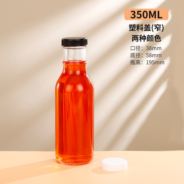 Large-capacity glass beverage bottle for sea buckthorn 350ml with plastic cap