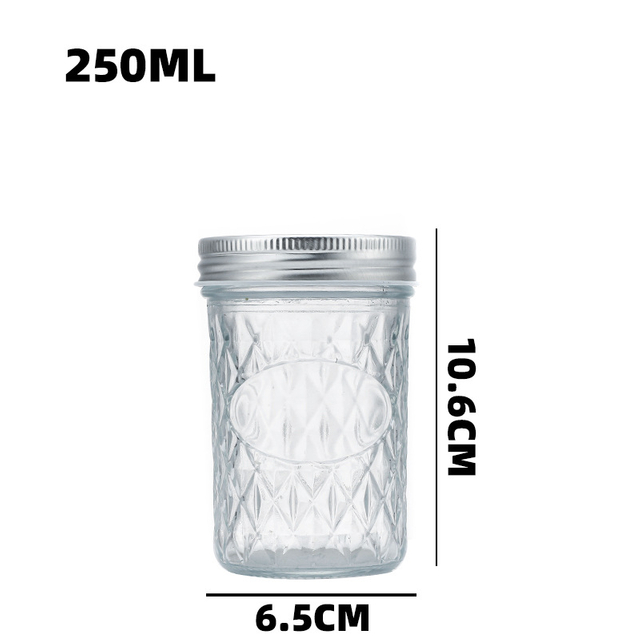 Diamond Caviar Jar 250ml Pickle Jar Food Jar Jam Sealed Glass Jar 