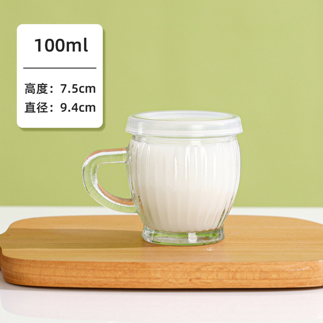 New Customized High-end Glass Container 100ml Transparent Pudding Glass Jar with Handle