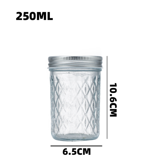 Diamond Caviar Jar 250ml Pickle Jar Food Jar Jam Sealed Glass Jar 