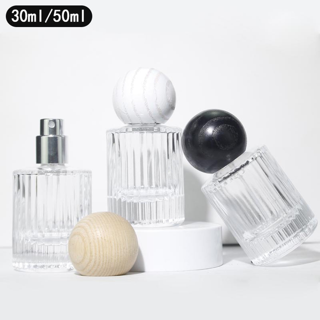 30ml & 50ml Premium Spherical Perfume Bottles with Wood Caps