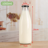 Milk Bottle Juice 1000ML Beverage Glass Sealed with Lid