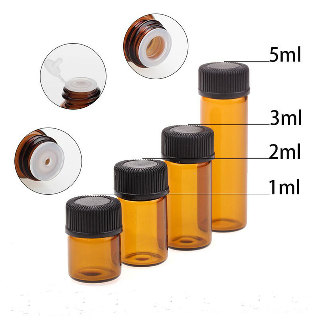 Wholesale Amber Glass Essential Oil Bottles - Empty 1ml 2ml 3ml 5ml Perfume Sample Bottles
